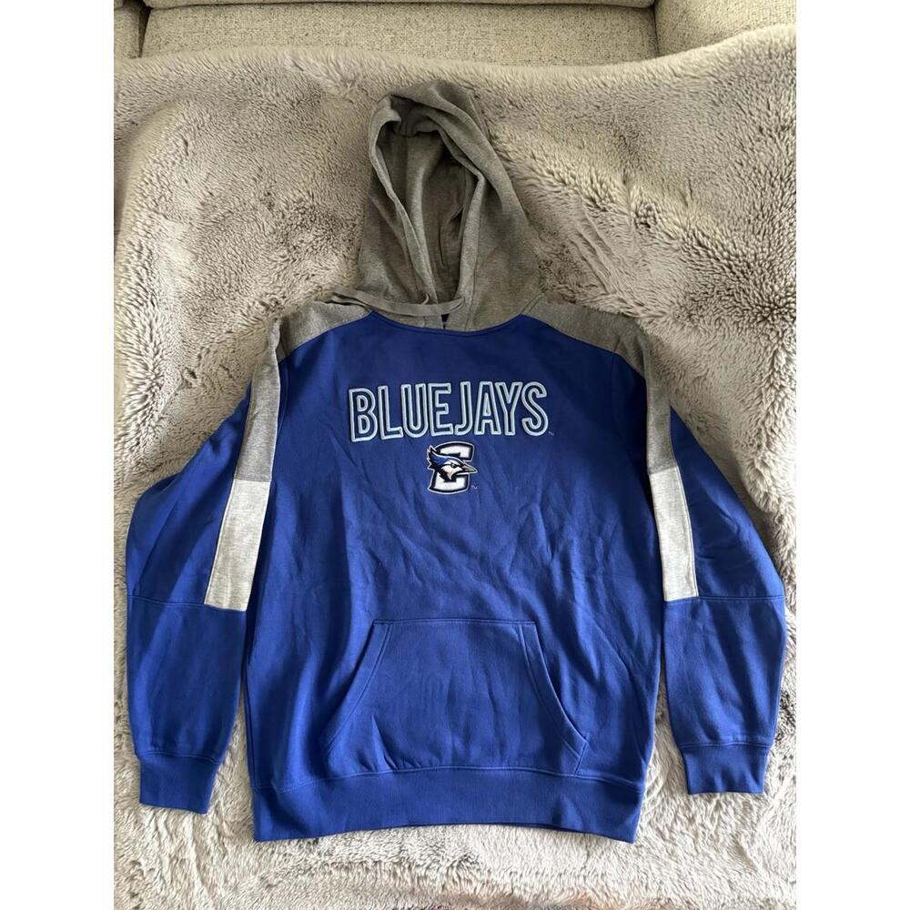 CREIGHTON BLUEJAYS COLLEGE SEWN LOGO PULLOVER SWEATSHIRT HOODY MENS LARGE NWT